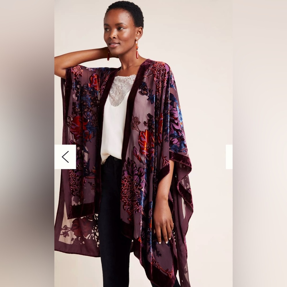 Anthropologie Florence Burnout Velvet Kimono